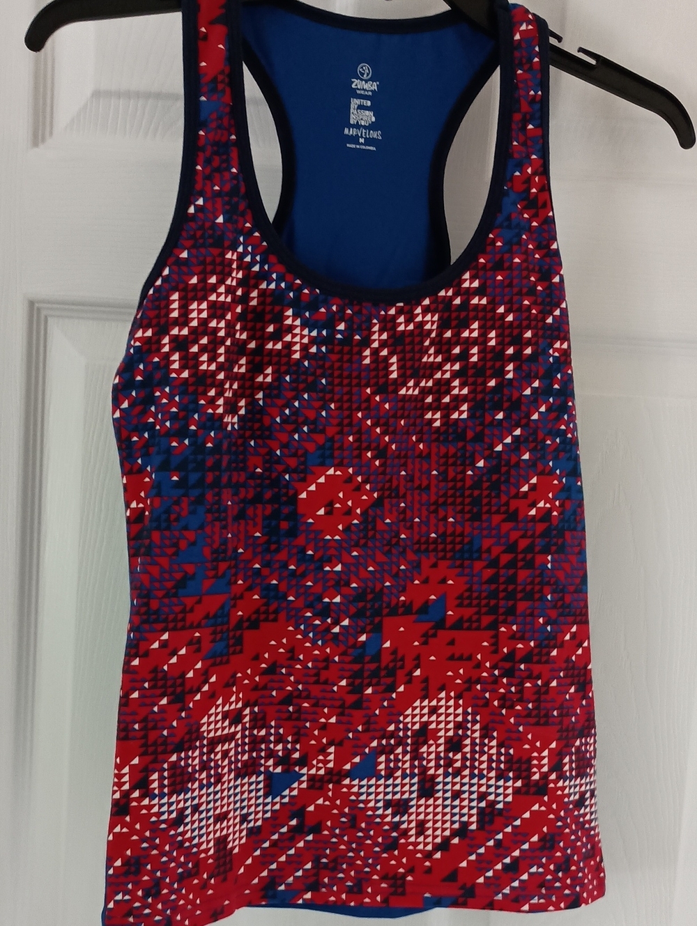 Zumba Women's Red and Blue Patterned Tank Top